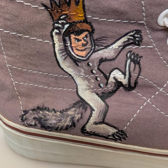 Vans Grey - Size 9 - Custom Artwork Where the Wild Things Are - Picture 10 of 11